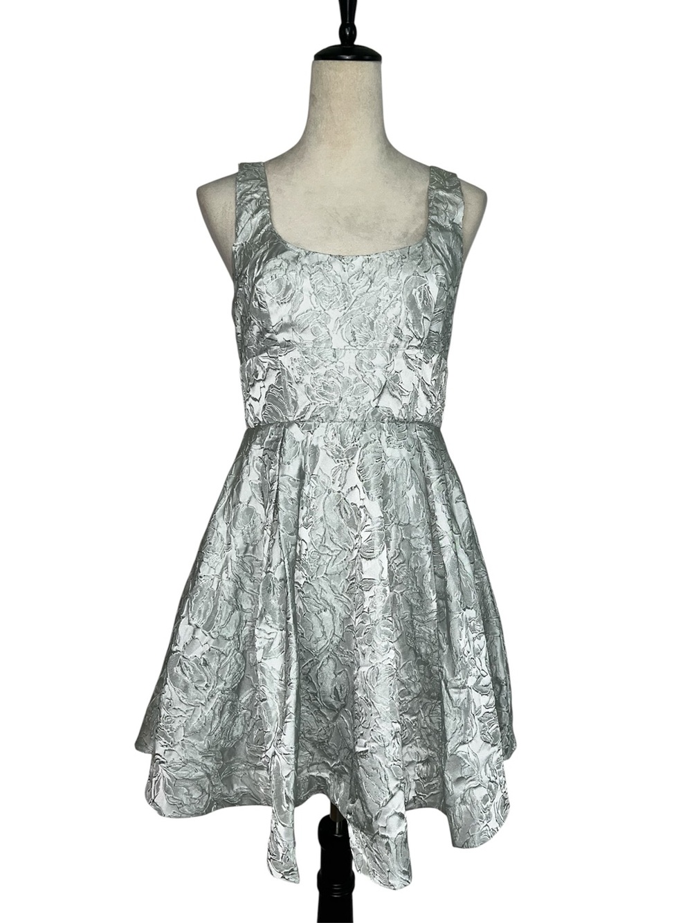 Selfie Leslie Belle Enchante Jacquard Mini Dress Sage Green L Party Twirl NWT - Picture 4 of 13